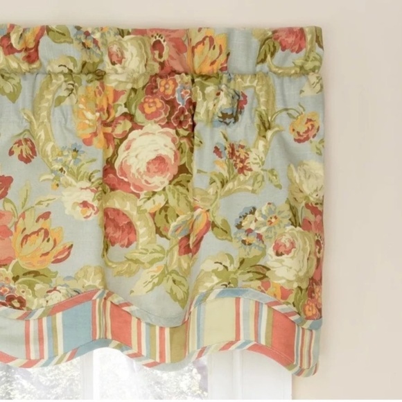 Waverly Spring Bling Vapor Scallop Window Valance Floral Shabby Chic - Picture 2 of 9